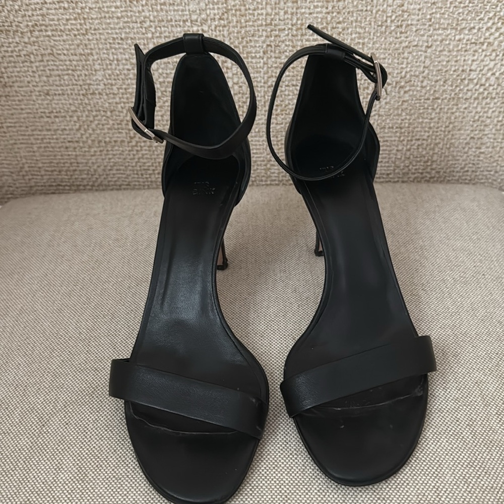 Iris & Ink Elegant Black Ankle Strap Heels